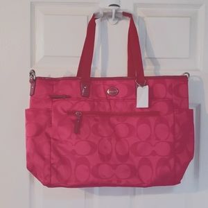 Coach pink diaper bag